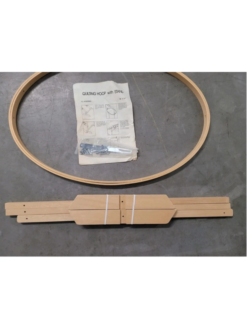 Vintage Quilting Hoop With Stand Oval Wood Frame 18x27 Sewing Embroidery NEW NOS